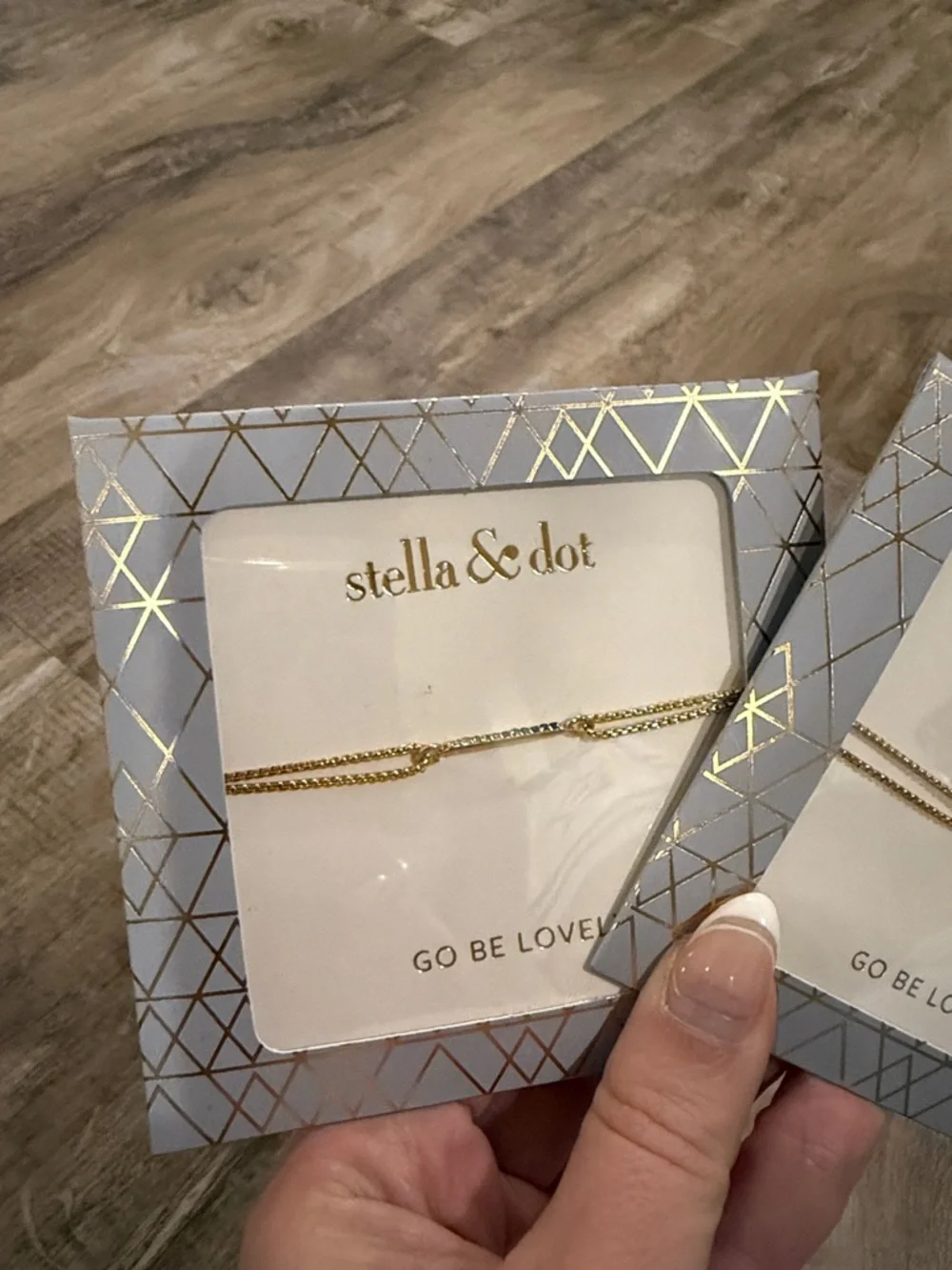 Stella & Dot Gold Double Delicate Chain Bracelet Set